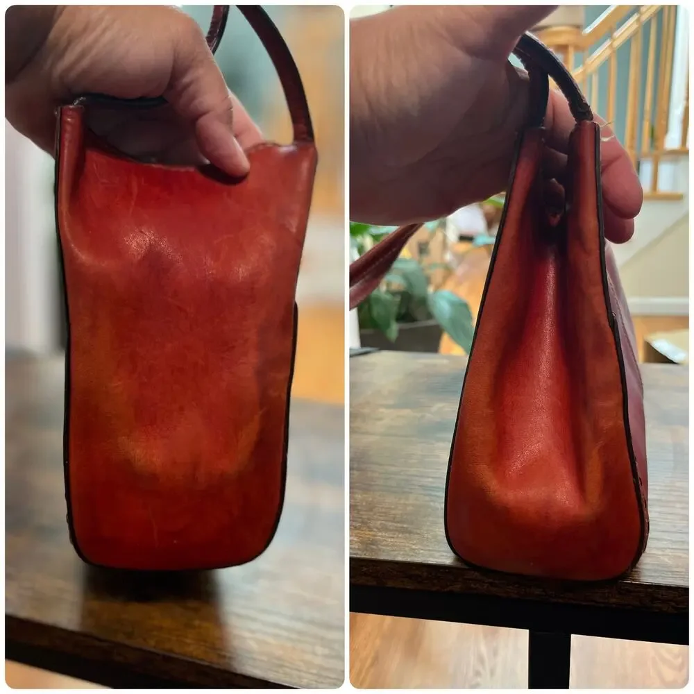 Y2K Fossil Leather Weathered Elongated Structured Shoulder Bag See Description